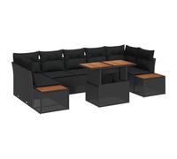vidaXL Set da Giardino in Rattan Sintetico Nero da 8 Pezzi con Cuscini, Mobili Esterni Moduli Moderni con Piedini Regolabili per Il Patio e Il Terrazzo