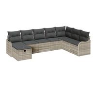 vidaXL Set divano da giardino 8 pezzi con cuscini grigio chiaro resina intrecciata divano da giardino 2 posti con cuscini grigio chiaro polyrattan