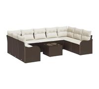 vidaXL Set Divano Modular da Giardino 5 Pezzi con Cuscini Marrone Polirattan. Set da Esterno per L'Estate; Piedi Regolabili Comodi; Perfetto Arredamento da Patio e Balcone Resistente alle Intemperie