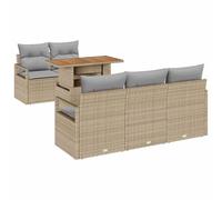 vidaXL Set da Giardino Modulare con 6 Pezzi e Cuscini Beige in Rattan Sintetico, Piedini Regolabili, per Uso Interno/Esterno. Seduta Comoda e Mobili Moderni per Patio, Terrazza, e Lounge.