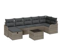 vidaXL Set da Giardino Modulari 8 Pezzi con Cuscini e Tavolo Grigio in Rattan Sintetico. Mobili da Esterno per Patio, Resistenti alle Intemperie, con Cuscini Comodi e Rivestimenti Rimovibili. Perfet