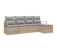 vidaXL Set Divano Giardino da 5 Pezzi con Cuscini Beige Polyrattan