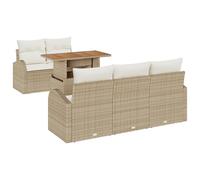 vidaXL Set da Giardino Modulari con 6 Pezzi e Cuscini Beige in Rattan Sintetico. Mobili da Esterno per Patio - Comodi per Relax e Pranzo, Tavolo Regolabile, Coperture Rimovibili e Facili da Pulire p