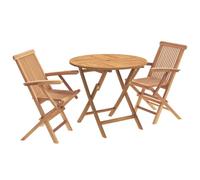 vidaXL Set da giardino pieghevole in legno di teak massiccio, 3 pezzi