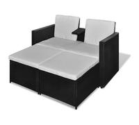 vidaXL - Set Da Giardino Polyrattan 1 Sedia 2 Poggiapiedi Uso Esterno Nero
