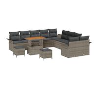 vidaXL Set da Giardino vitaXL di 13 Pezzi con Cuscini Grigi in Rattan Sintetico e Legno d'acacia, mobili Moderni per Patio e Lounge, Perfetti per L'Estate in Uno Stile Minimalista