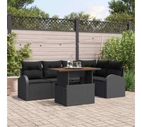 vidaXL Set da giardino vivoXL di 6 pezzi con cuscini neri in polirattan