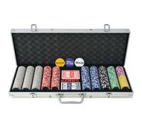 vidaXL Set da Poker con 500 Gettoni Laser, Custodia in Alluminio, Dadi da CasinÃ²