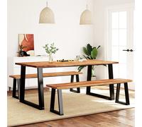 set da pranzo 3 pezzi bordo albero legno massiccio acacia