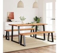 set da pranzo 3 pezzi bordo albero legno massiccio acacia