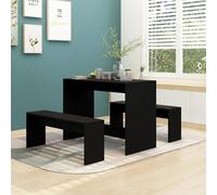 vidaXL Set da Pranzo 3 pz Nero in Truciolato