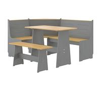 vidaXL Set da Pranzo 3pz Reine Marrone Ambra e Grigio in Legno di Pino