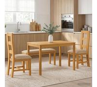 vidaXL Set da pranzo 4 pz Beige Legno di Quercia Massello