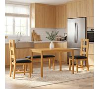 vidaXL Set da pranzo 4 pz Nero Legno di Quercia Massello