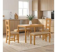 vidaXL Set da pranzo 5 pz Beige Legno di Quercia Massello