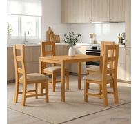 vidaXL Set da pranzo 5 pz Beige Legno di Quercia Massello