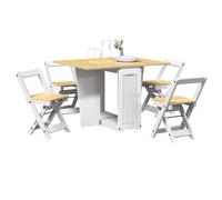 vidaXL Set da Pranzo 5 pz Corona Pieghevole Bianco in Legno di Pino