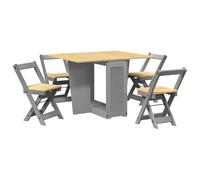 vidaXL Set da Pranzo 5 pz Corona Pieghevole Grigio in Legno di Pino, Set Sala da Pranzo, Tavolo da Pranzo e sedie, Tavolo da Cucina e sedie