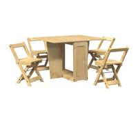 vidaXL Set da Pranzo 5 pz Corona Pieghevole Marrone Cera in Pino, Set Sala da Pranzo, Tavolo da Pranzo e sedie, Tavolo da Cucina e sedie