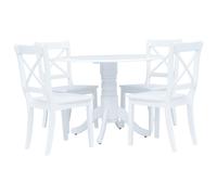 VidaXL Set da Pranzo 5 pz in Legno Massello di Hevea Bianco