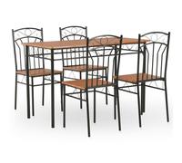 vidaXL Set da Pranzo 5 pz in MDF e Acciaio Marrone