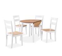 vidaXL Set da Pranzo 5 pz in MDF e Legno di Hevea Bianco