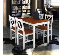 vidaXL Set da Pranzo 5 pz Marrone e Bianco