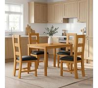 vidaXL Set da pranzo 5 pz Nero Legno di Quercia Massello