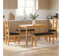 vidaXL Set da pranzo 5 pz Nero Legno di Quercia Massello
