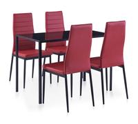 vidaXL Set da Pranzo 5 pz Rosso Vino