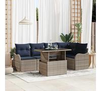 vidaXL Set da pranzo 6 pz Grigio Poly Rattan