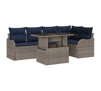 vidaXL Set da pranzo 6 pz Grigio Poly Rattan | Fatto in rattan robusto che non sbiadisce col sole, perfetto per sopportare i raggi uv, Ha un design ergonomico e cuscini