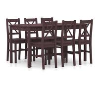 VIDAXL - Set Da Pranzo 7 Pz In Legno Di Pino Marrone Scuro