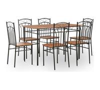 VIDAXL - Set Da Pranzo 7 Pz In Mdf E Acciaio Marrone