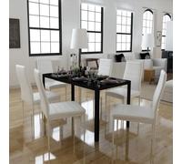 set da pranzo da 7 pezzi in bianco e nero