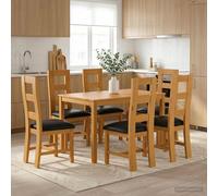 vidaXL Set da pranzo 7 pz Nero Legno di Quercia Massello