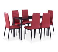 vidaXL Set da Pranzo 7 pz Rosso Vino