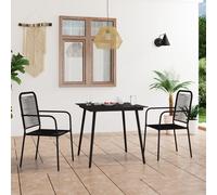 vidaXL Set da Pranzo da Esterni 3 pz in Corda di Cotone e Acciaio Nero