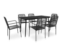 VIDAXL - Set da Pranzo da Esterni 7 pz in Corda di Cotone e Acciaio Nero