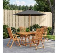 vidaXL Set da pranzo da esterno con ombrellone 6 pz