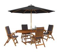 vidaXL Set da pranzo da esterno con ombrellone 6 pz Antracite