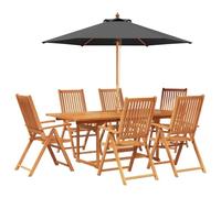vidaXL Set da pranzo da esterno con ombrellone 8 pz