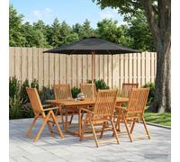 vidaXL Set da pranzo da esterno con ombrellone 8 pz