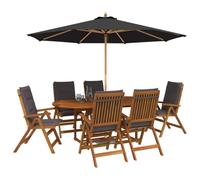 vidaXL Set da pranzo da esterno con ombrellone 8 pz Antracite