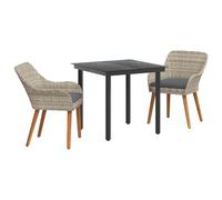 vidaXL Set da Pranzo da Esterno con sedie Grigio Chiaro e Nero in Rattan Sintetico. Ha Una Struttura in Acciaio Verniciato a Polvere e Un Piano in Vetro temperato. I sedili Sono Molto Comodi con SUP