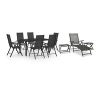 vidaXL Set da Pranzo da Giardino 10 pz Nero e Antracite