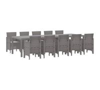 vidaXL Set da Pranzo da Giardino 11 Pezzi Grigio Chiaro in Rattan Sintetico Resistente ai Raggi UV. Include Un Tavolo e 10 sedie, Perfetto per l'arredamento Esterno e per goderti L'Estate in Patio o