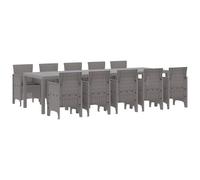 vidaXL Set da Pranzo da Giardino da 11 Pezzi in Rattan Sintetico Grigio Chiaro, Tavolo e sedie Resistenti ai Raggi UV per 10 Persone, mobili da Esterno rettangolari per Una Lunga Durata