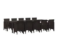 vidaXL Set da Pranzo da Giardino 11 Pezzi in Rattan Poliestere Marrone, Tavolo da Giardino Marrone 150x100x73 cm Polyrattan, Sedie da Giardino 2 pz Marrone Polyrattan, Sedie da Giardino