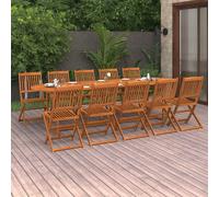 vidaXL Set da Pranzo da Giardino 11 pz 280x90x75 cm Massello di Acacia